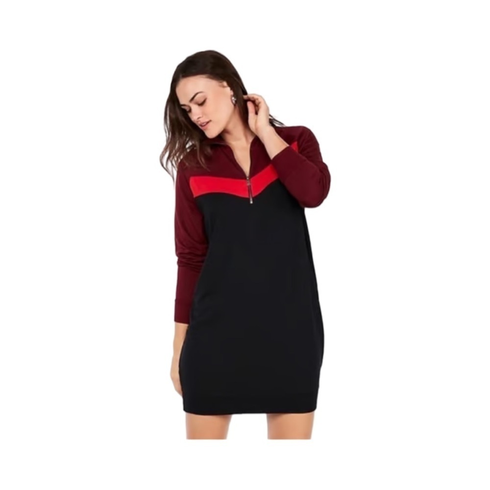 Express Colorblock 3/4 Zip Sweatshirt Dress NWT Size M